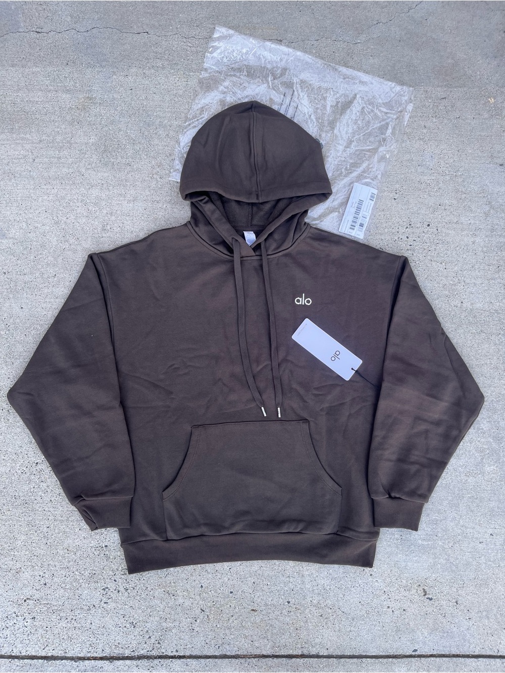 ALO Yoga Hoodie - Brown Pullover with Logo